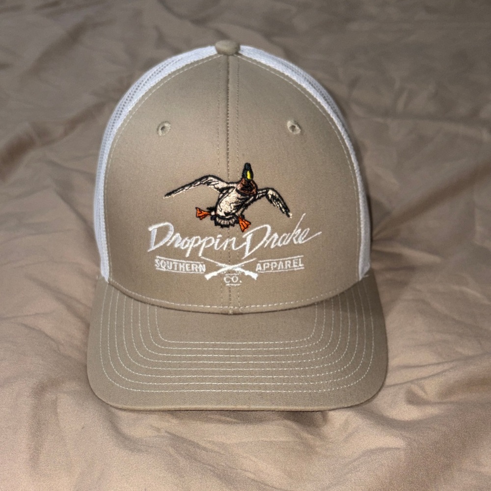 Droppin Drake Tan and White Trucker Hat